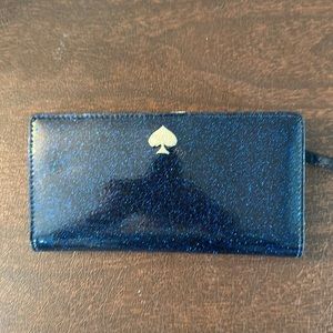Kate Spade leather wallet Navy blue glittery